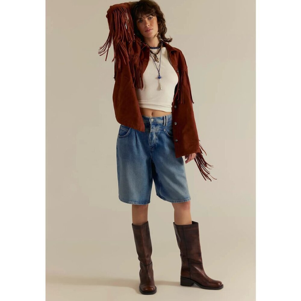 NWT Free People Fringe Out Vegan Suede Jacket Red Mahogany Medium - Picture 10 of 12